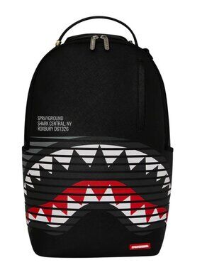 Sprayground Shark Central Flow Wave Backpack🔥New Black Bookbag Large School Bag